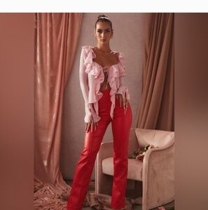 HOUSE OF CB 'Elenaora' Scarlet Vegan Leather Trousers